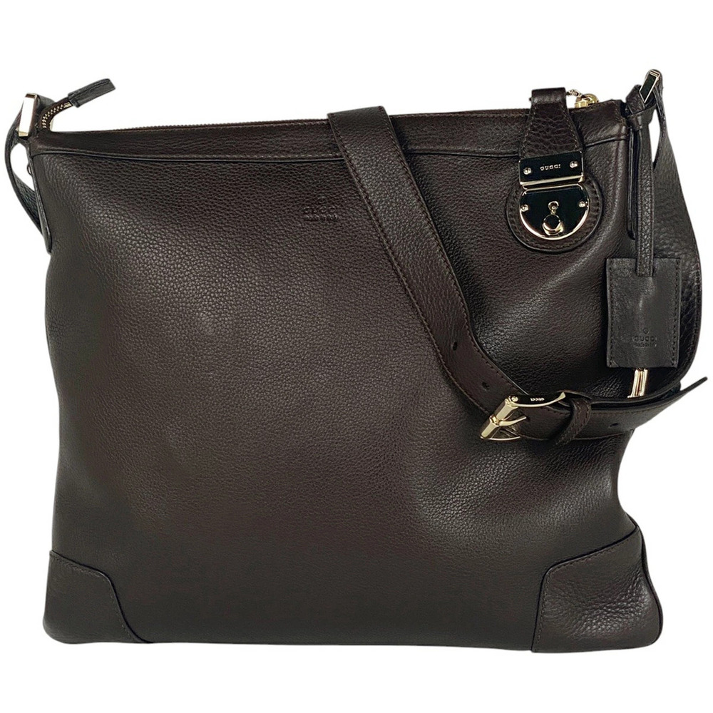 Gucci Logo Shoulder Bag Crossbody Leather Brown